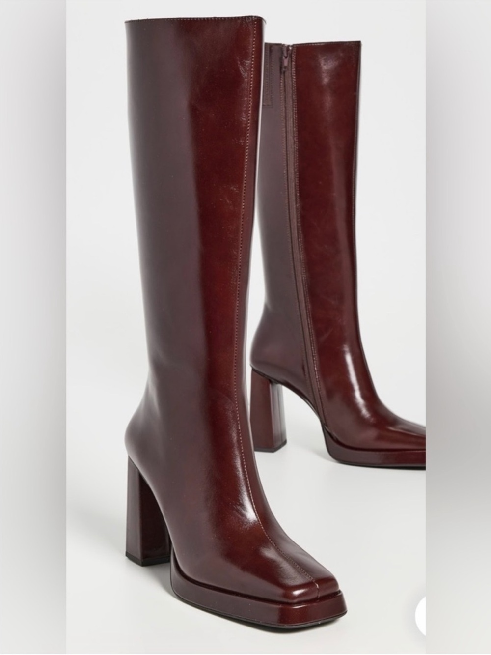 NIB Jeffrey Campbell Maximal-4  Tall Burgundy/Brown Leather heel boots